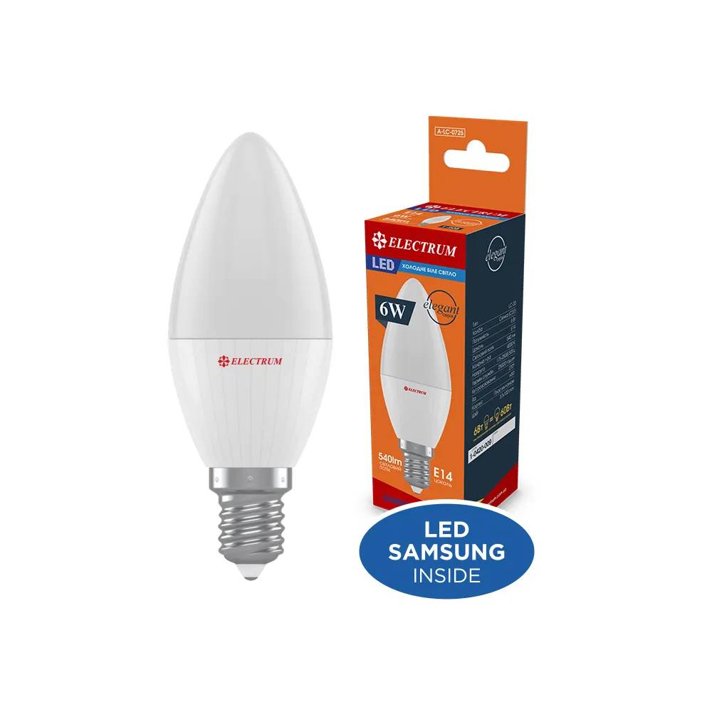Світлодіодна лампа ELECTRUM С37 6W Е14 4000K PA LC-12 (А-LC-0725) - 174675