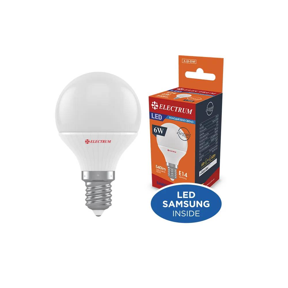 Світлодіодна лампа ELECTRUM D45 6W Е14 4000 PA LB-12 (A-LB-0749) - 174679