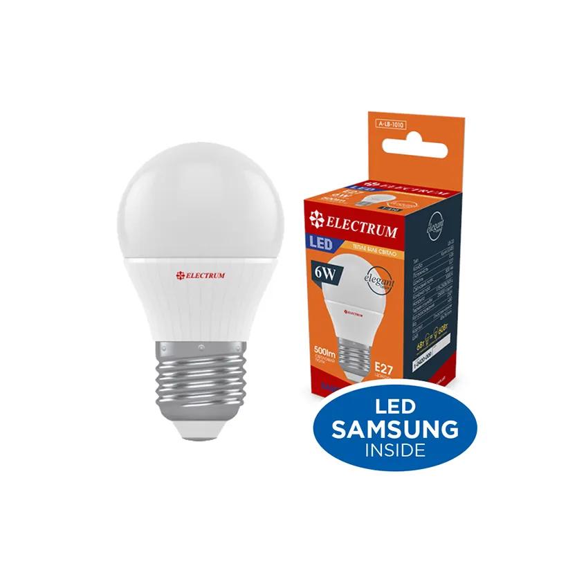 Світлодіодна лампа ELECTRUM EL D45 6W Е27 3000 PA LB-12 (A-LB-1010) - 174680