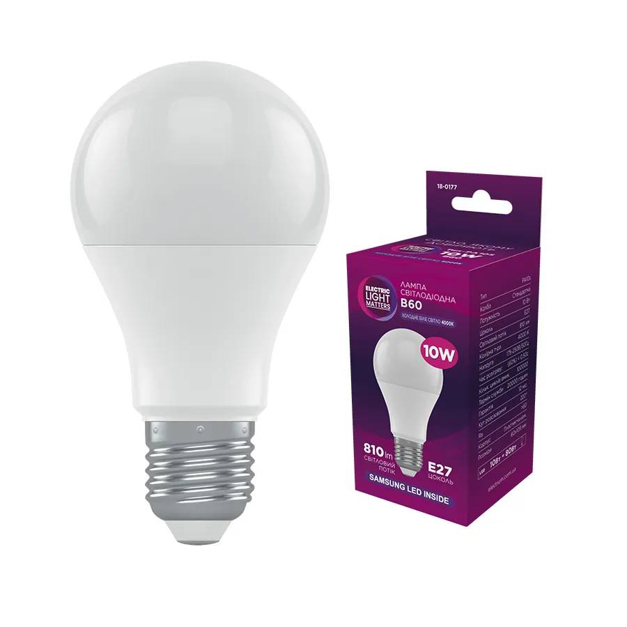 Светодиодная лампа ELM B60 10W PA10S E27 4000К (18-0177) - 174708