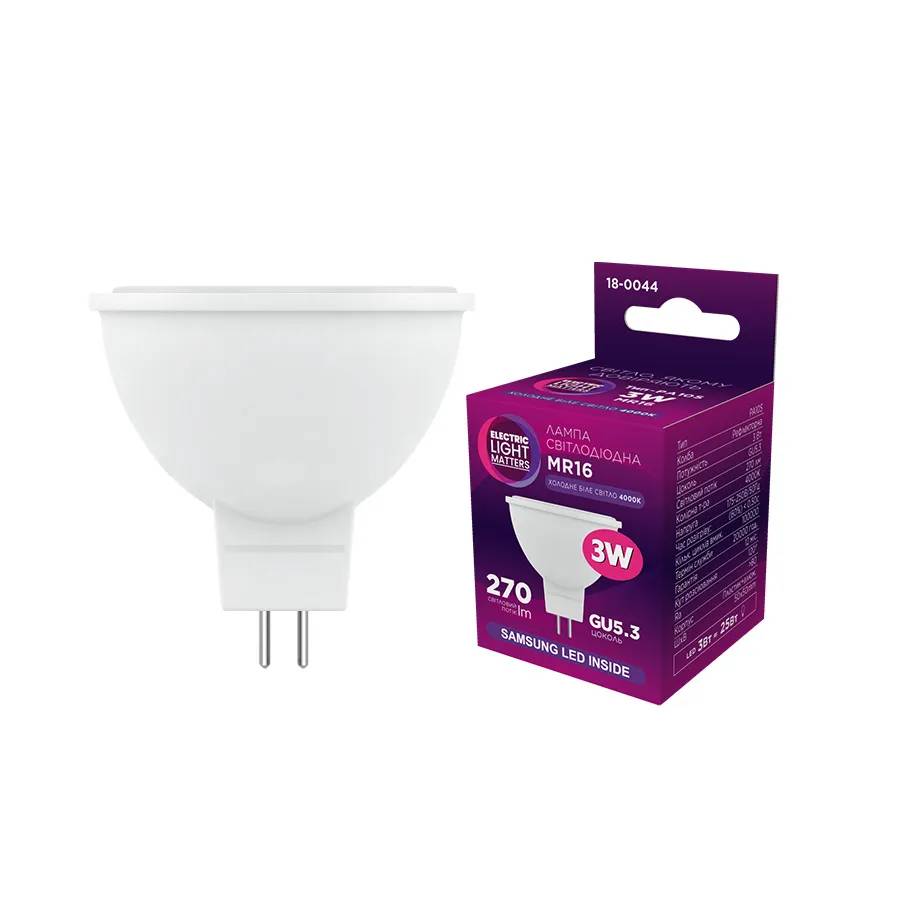 Світлодіодна лампа ELM MR16 PA10 3W GU5.3 4000K (18-0044) - 174744