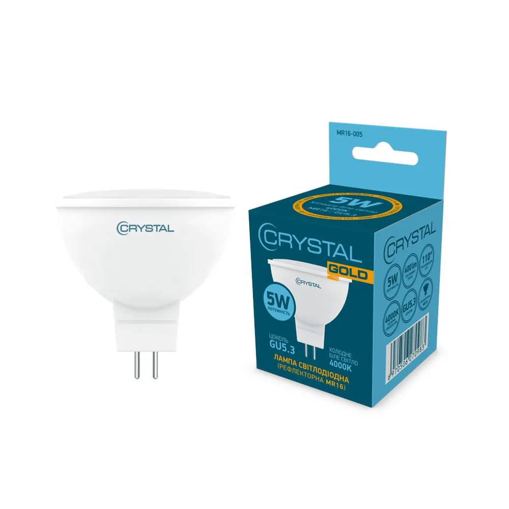 Светодиодная лампа CRYSTAL GOLD MR16 5W GU5.3 4000K (MR16-005) - 174761