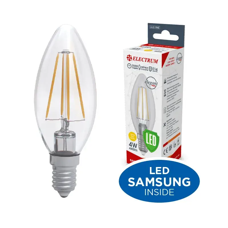 Світлодіодна лампа ELECTRUM Rf GL 4W 3000K Е14 LC-33/4F (A-LC-1942) - 174762