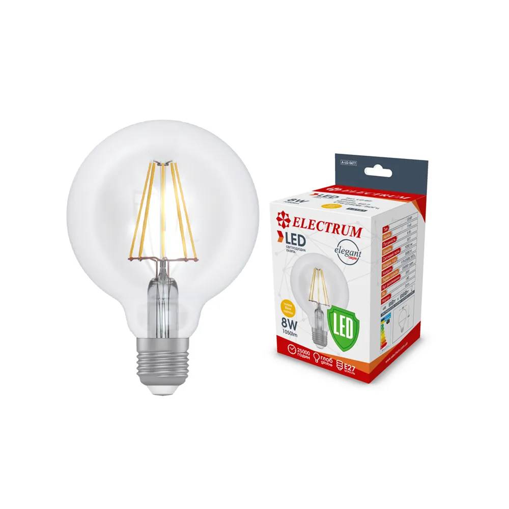 Светодиодная лампа ELECTRUM Rf D95 8W Е27 3000К GL LG-6F (A-LG-0477) - 174767