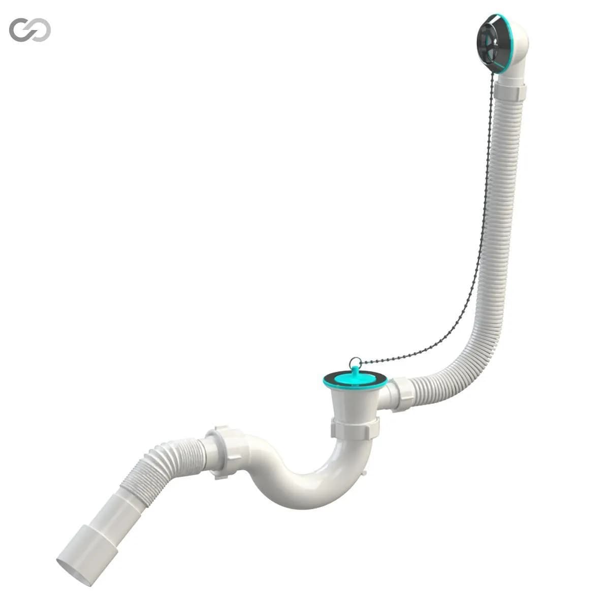 Сифон для ванны SoloPlast В0110 с переливом, пластиковый, комплект слива - 760135736