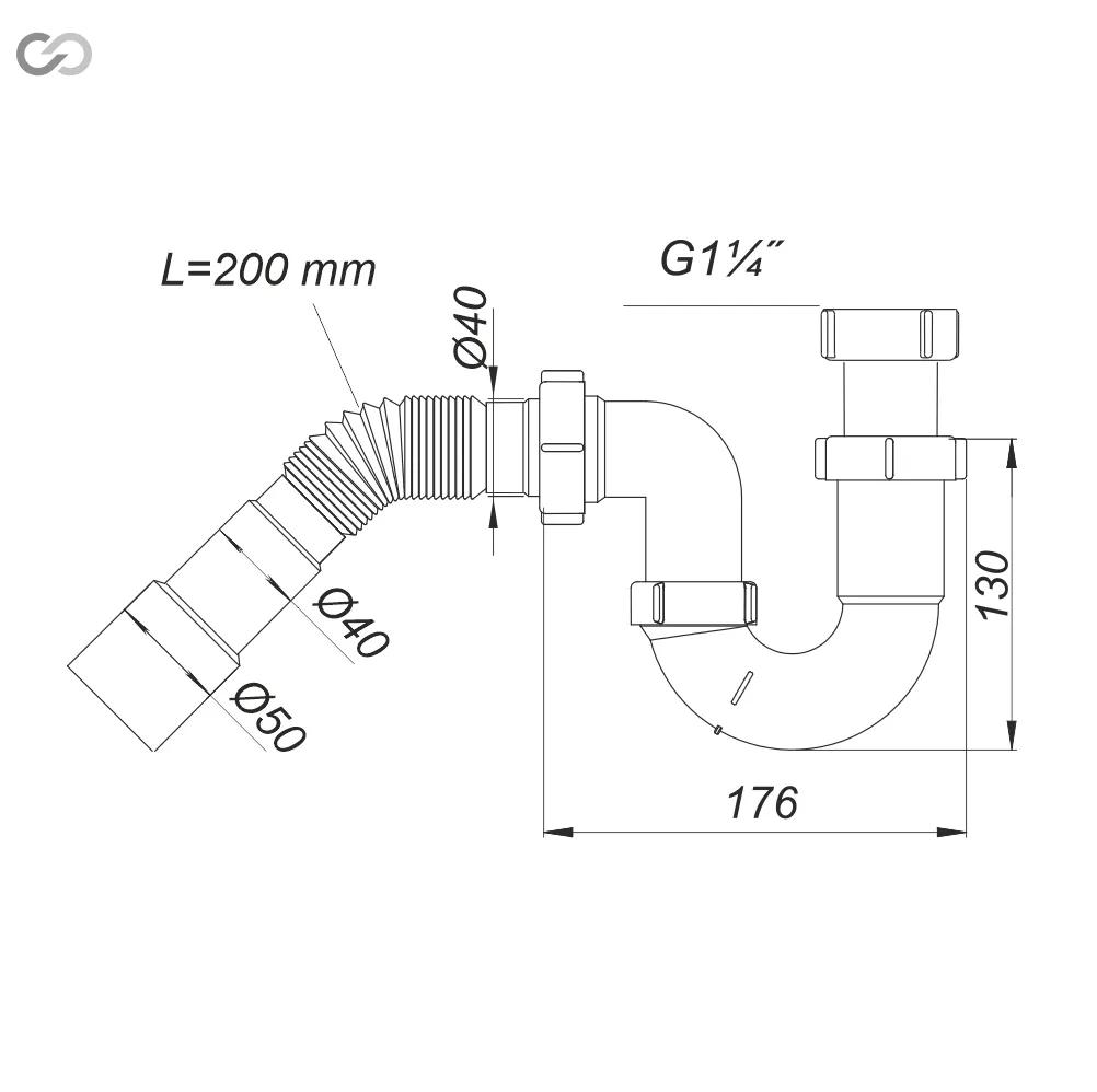 Сифон Soloplast Н0415 для мийки та раковини пластиковий, герметичний - 179587