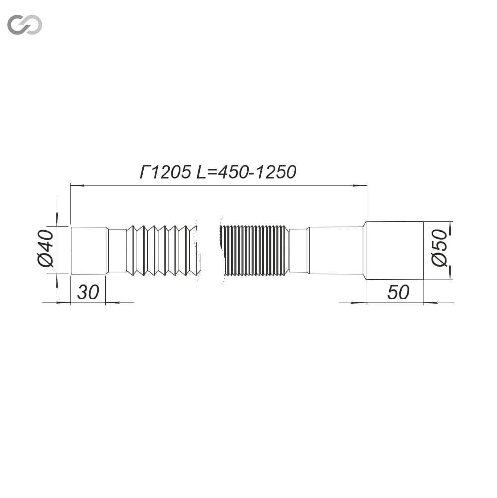 Гнучкий складний відвід SoloPlast Г1205, 450–1250 мм - 440000976