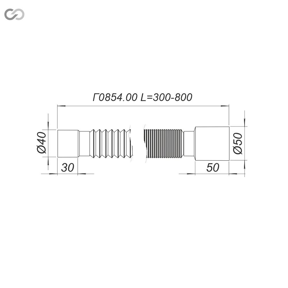 Гнучкий складний відвід SoloPlast Г0854.00, 300–800 мм, 40/50 мм - 180114