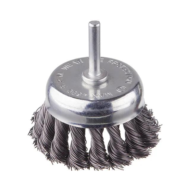 Щетка чашечная, 75 мм, 1/4"", пучки витой проволоки, для дрели, 4500 об/мин - 185944