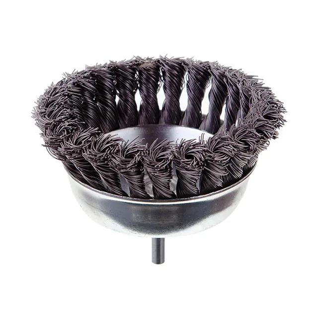 Щітка чашкова, 100 мм, 1/4"", пучки крученого дроту, для дриля, 4500 об/хв - 185948