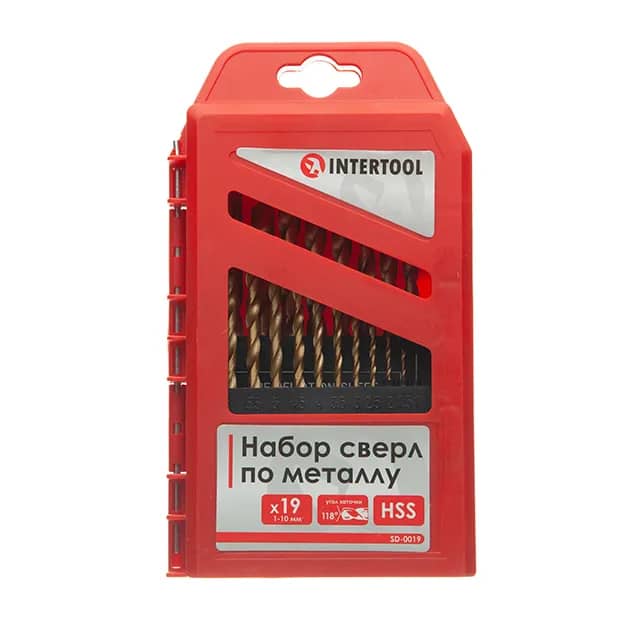 Набір свердел по металу DIN338 HSS, 19 шт. (1,0-10,0 мм), покриття Ti - 188562
