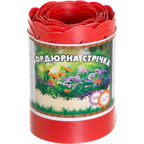 Бордюрная лента садовая с перфорацией 0.65х150х9000 мм красный - 189224
