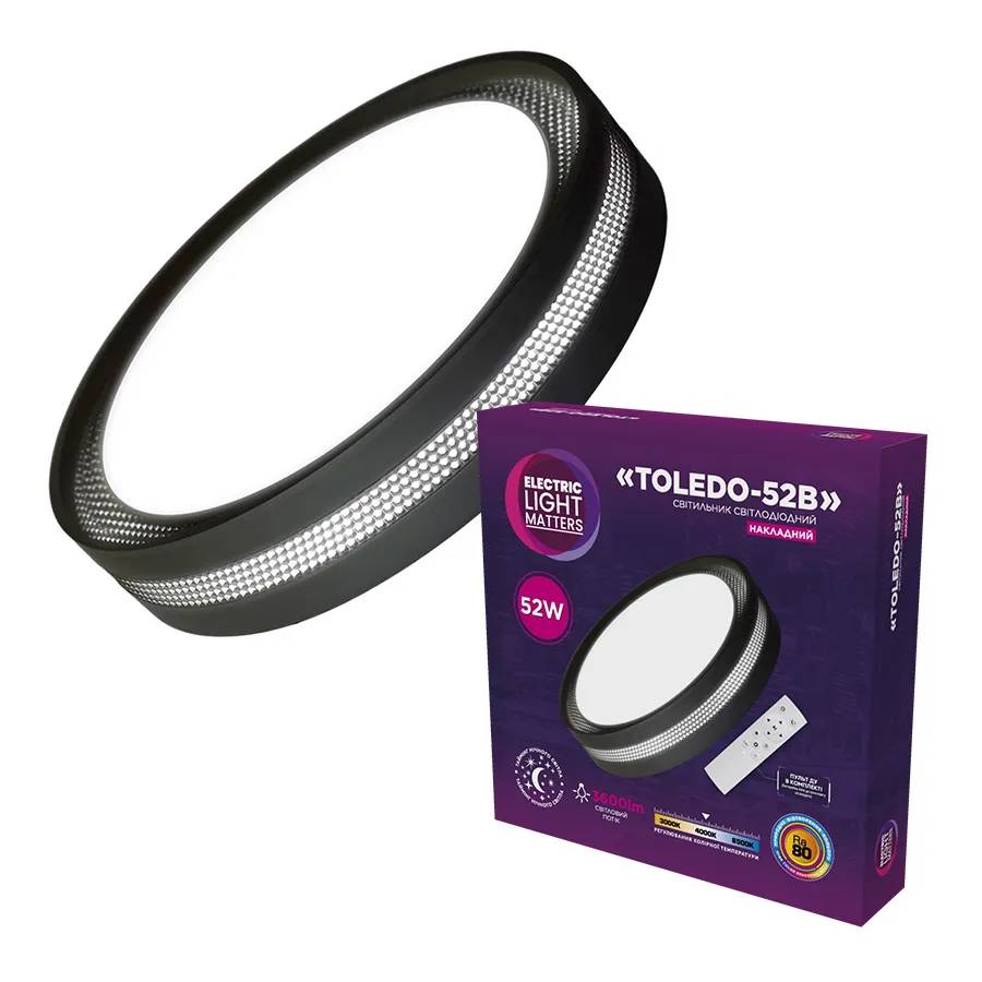 Светильник светодиодный ELM TOLEDO 52W (+пульт) 3000-6000K Черный (26-0136) - 192354