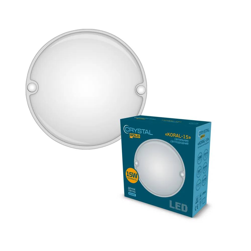 Світильник світлодіодний CRYSTAL GOLD KORAL 15W 6500K IP54 (DNL-030) - 192549