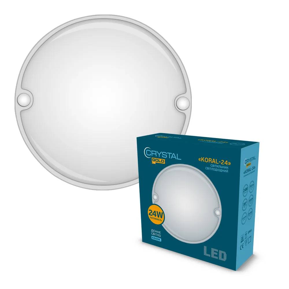 Світильник світлодіодний CRYSTAL GOLD KORAL 24W 6500K IP54 (DNL-033) - 192559