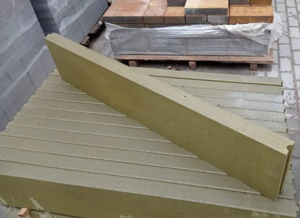 Тротуарний бордюр шип-паз 1000×200×50 мм оливковий - 987990356