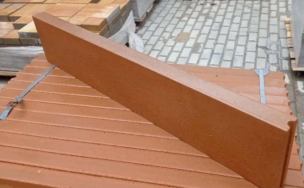 Тротуарний бордюр шип-паз 1000×200×50 мм персиковий - 413973719