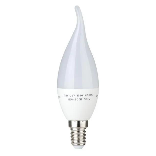 Лампа світлодіодна LED CA37, E14, 3 Вт, 150-300 В, 4000 K, 30000 год, гарантія 3 роки (Свічка на вітрі) - 202078