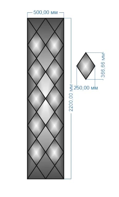Плитка-панно дзеркальна YUF_GLASS 2200х500 мм - 757732962