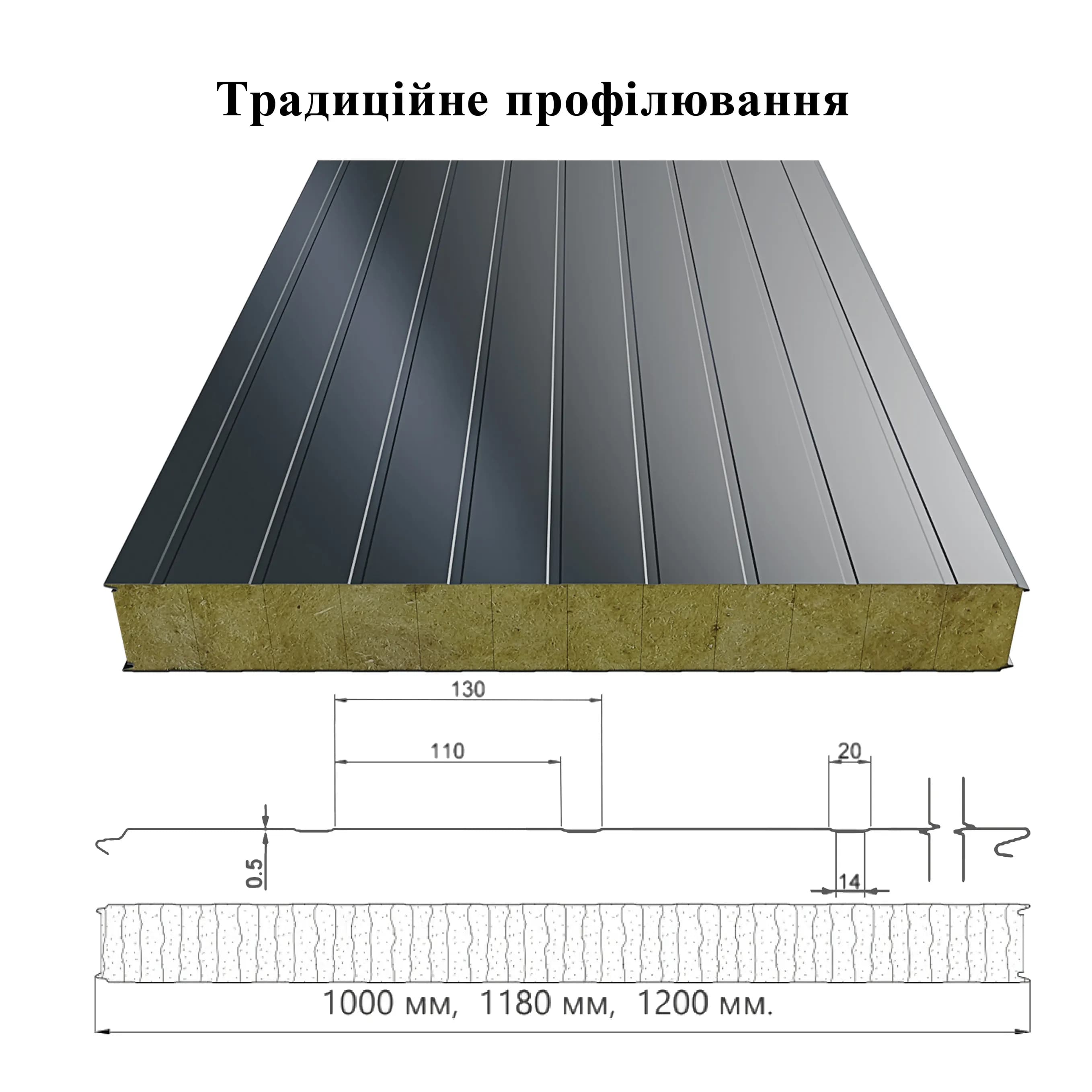 Стеновая сэндвич-панель Мин.Вата 100 мм - 993438393