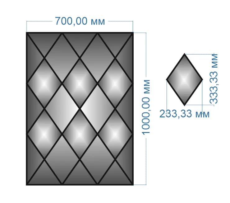 Плитка-панно дзеркальна YUF_GLASS 1000х700 мм - 103088679