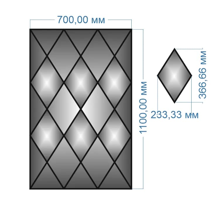Плитка-панно дзеркальна YUF_GLASS 1100х700 мм - 615882007