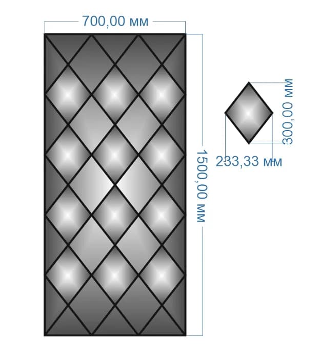 Плитка дзеркальна YUF_GLASS 1500х700 мм - 743348934