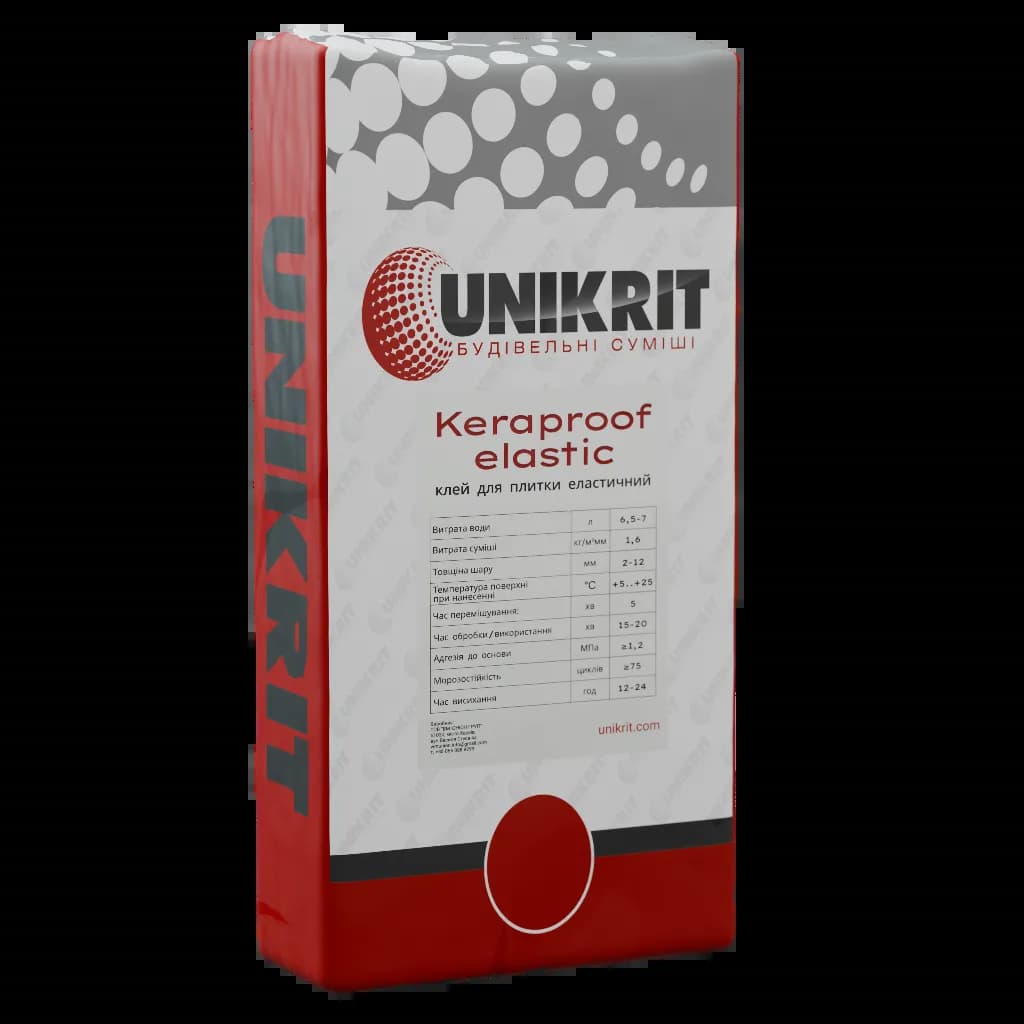 Високоеластичний клей для плитки та підлог з підігрівом UNIKRIT KeraProof Elastic - 781518559