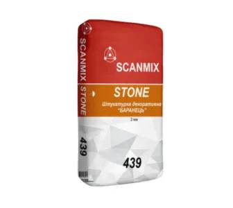 Сумiш штукатурна декоративна біла «камінцева» SCANMIX 439 STONE 2 мм (25кг) - 211303