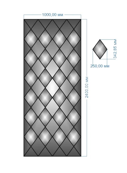 Плитка-панно дзеркальна YUF_GLASS 2400х1000 мм - 697817340
