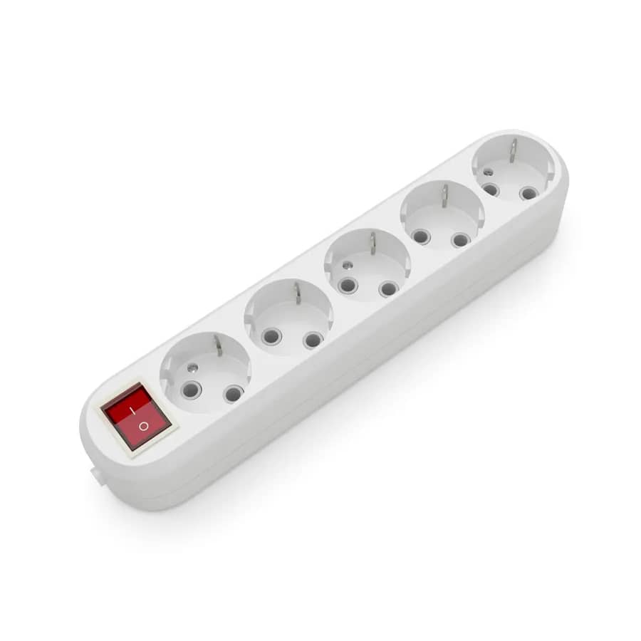 Розетковий блок ELECTRUM 5 розеток із заземленням та вимикачем (C-SM-1781) - 211825