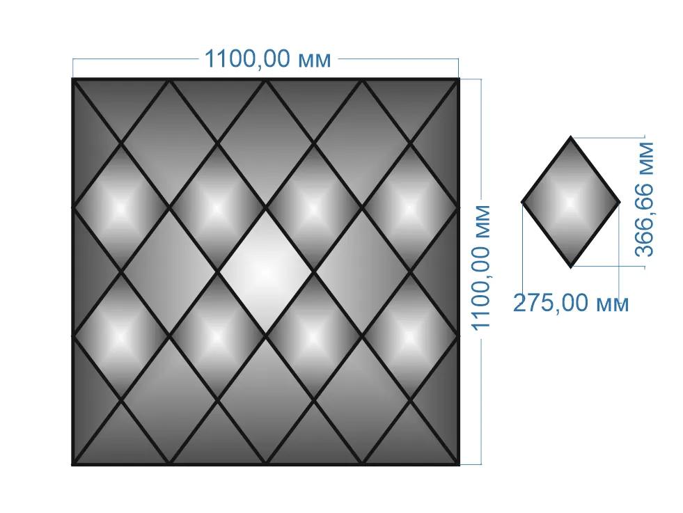 Плитка-панно дзеркальна YUF_GLASS 1100х1100 мм - 211872