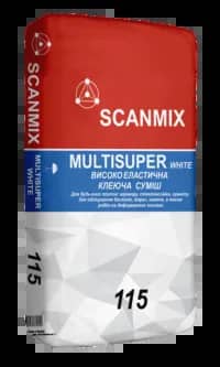 Суміш клейова еластифікована для мармуру та мозаїки SCANMIX 115 MULTISUPER WHITE (5кг) - 211903
