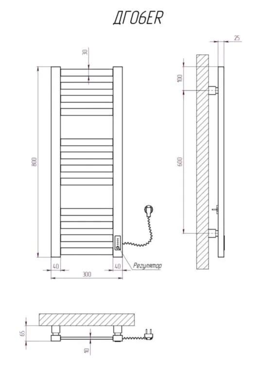 Рушникосушарка KOSSER Герда 800х300 ER тайм. чорна - 219919