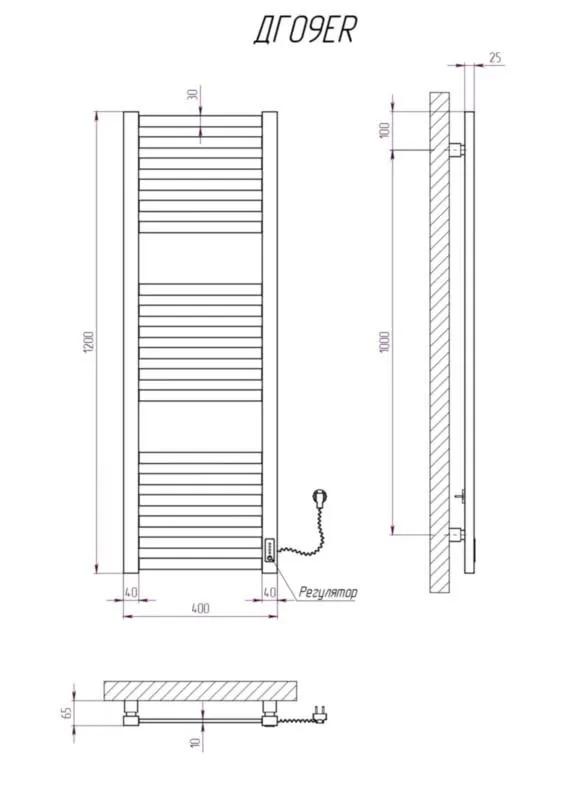 Сушарка для рушників KOSSER Герда 1200х400/18 ER тайм. чорний - 219983