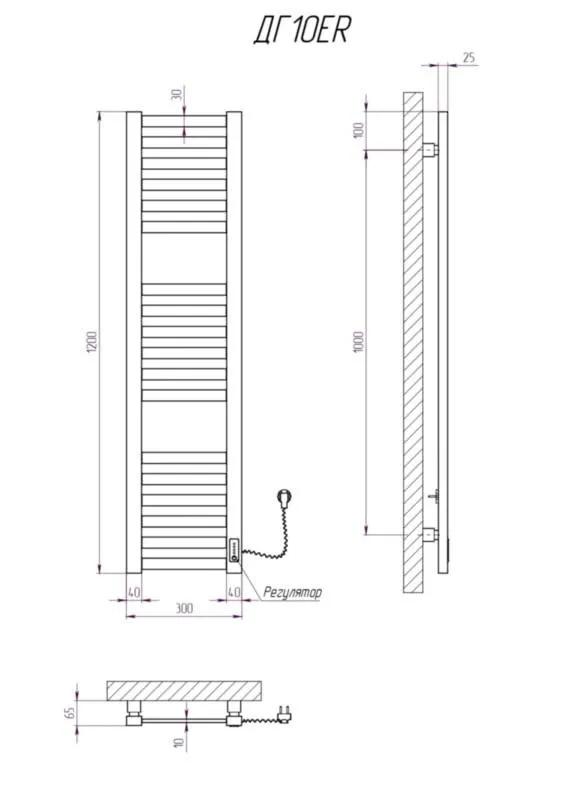 Сушарка для рушників KOSSER Герда 1200х300 ER тайм. чорний - 301509210