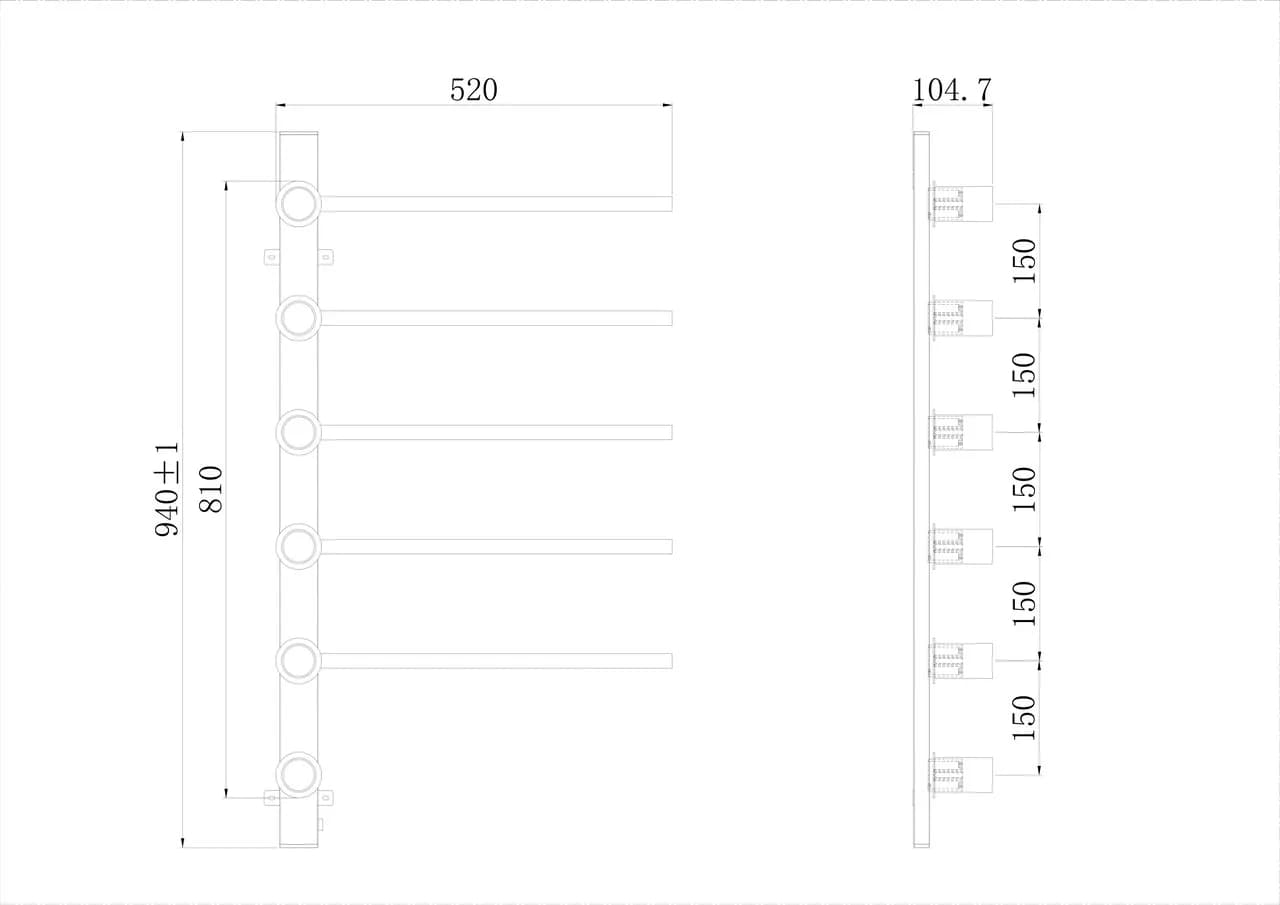 Рушникосушарка KOSSER Вертекс 810х520/5 ELR тайм. - 983292455
