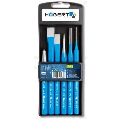 HOEGERT Набор зубил и керн 6шт CrV (HT3B710) - 681477709