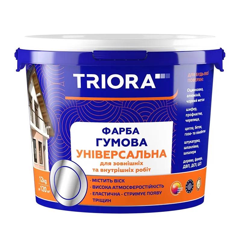 Фарба гумова універсальна ТМ TRIORA - 12 кг, RAL 3005 Темно-вишневий - 221409