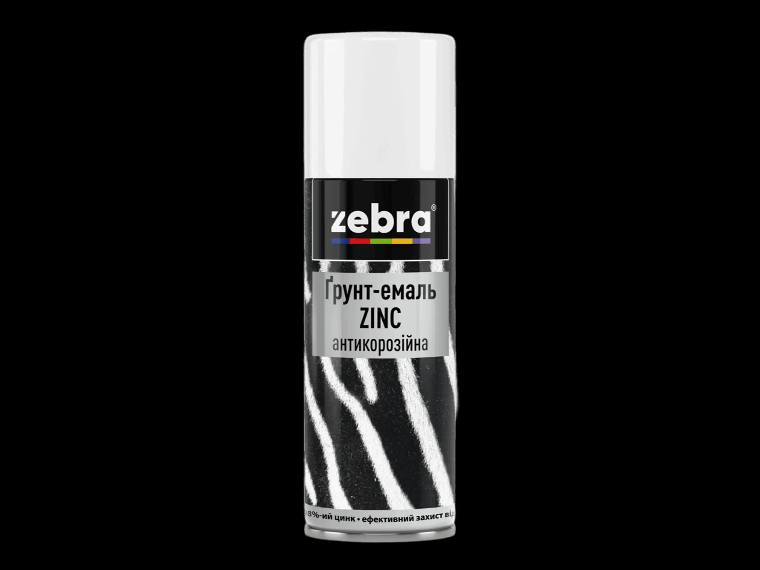 Грунт-эмаль ZINC антикоррозионная ZEBRA - 17 Серый, 400 мл - 606014603