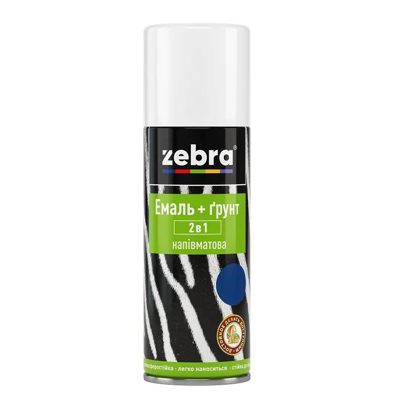 Эмаль+грунт 2 в 1 полуматовая ZEBRA - 400 мл, 12 Белый - 222879