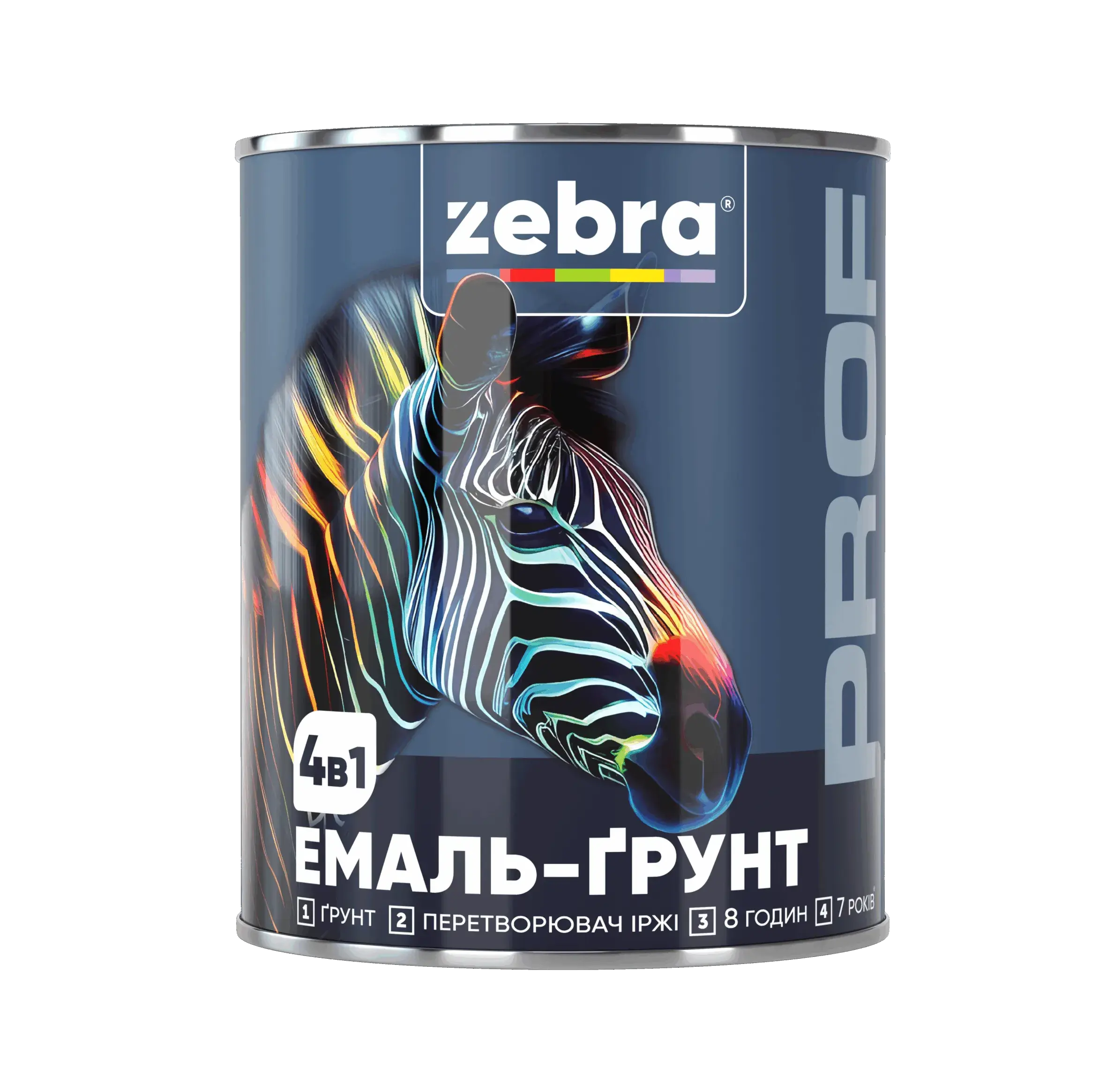 ЕМАЛЬ-ҐРУНТ 4 в 1 ZEBRA серії PROF - 0,8 кг, 090P Чорний - 222924