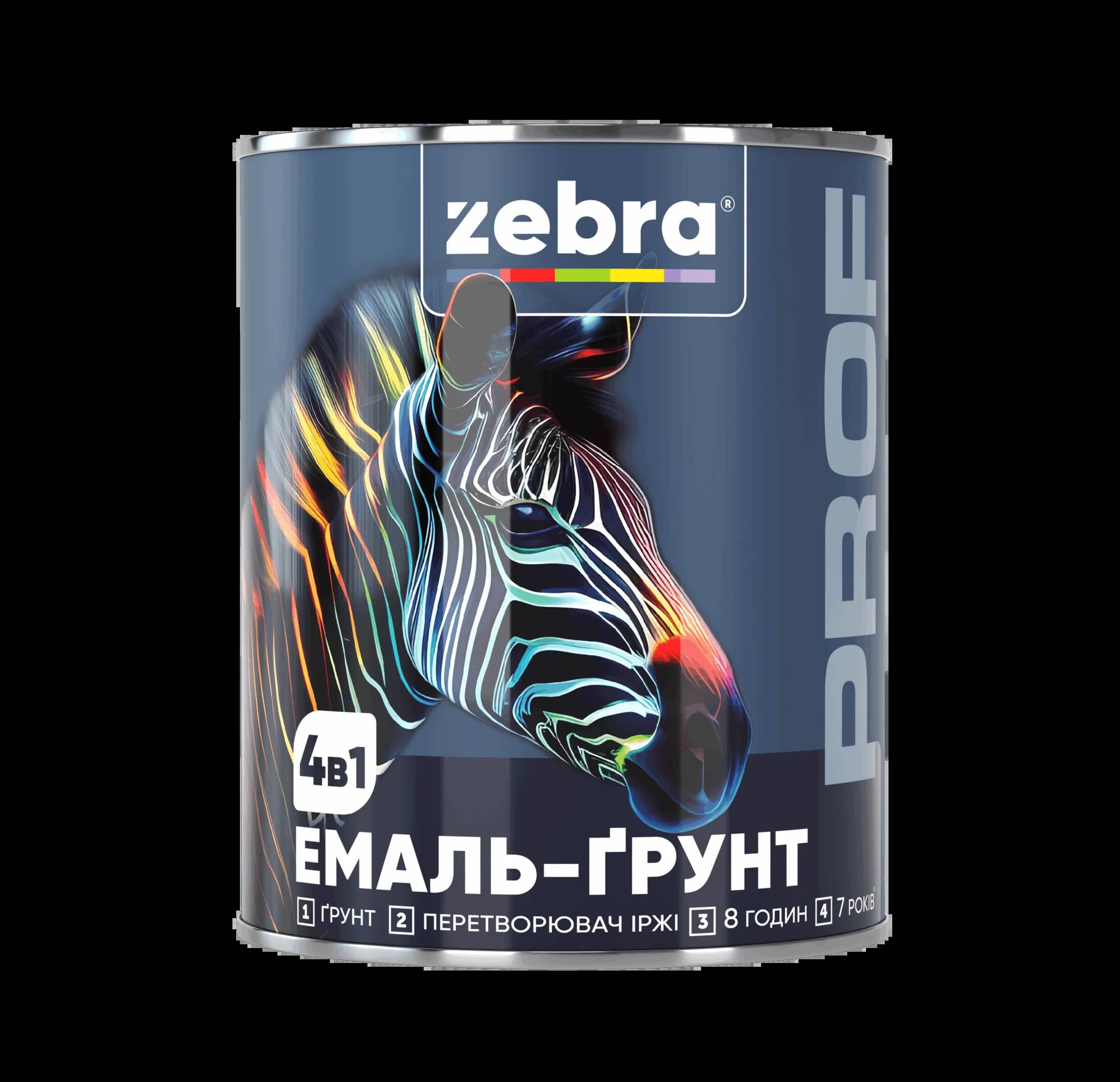 ЭМАЛЬ-ГРУНТ 4 в 1 ZEBRA серии PROF - 2,5 кг, 018P Темно-серый - 222946