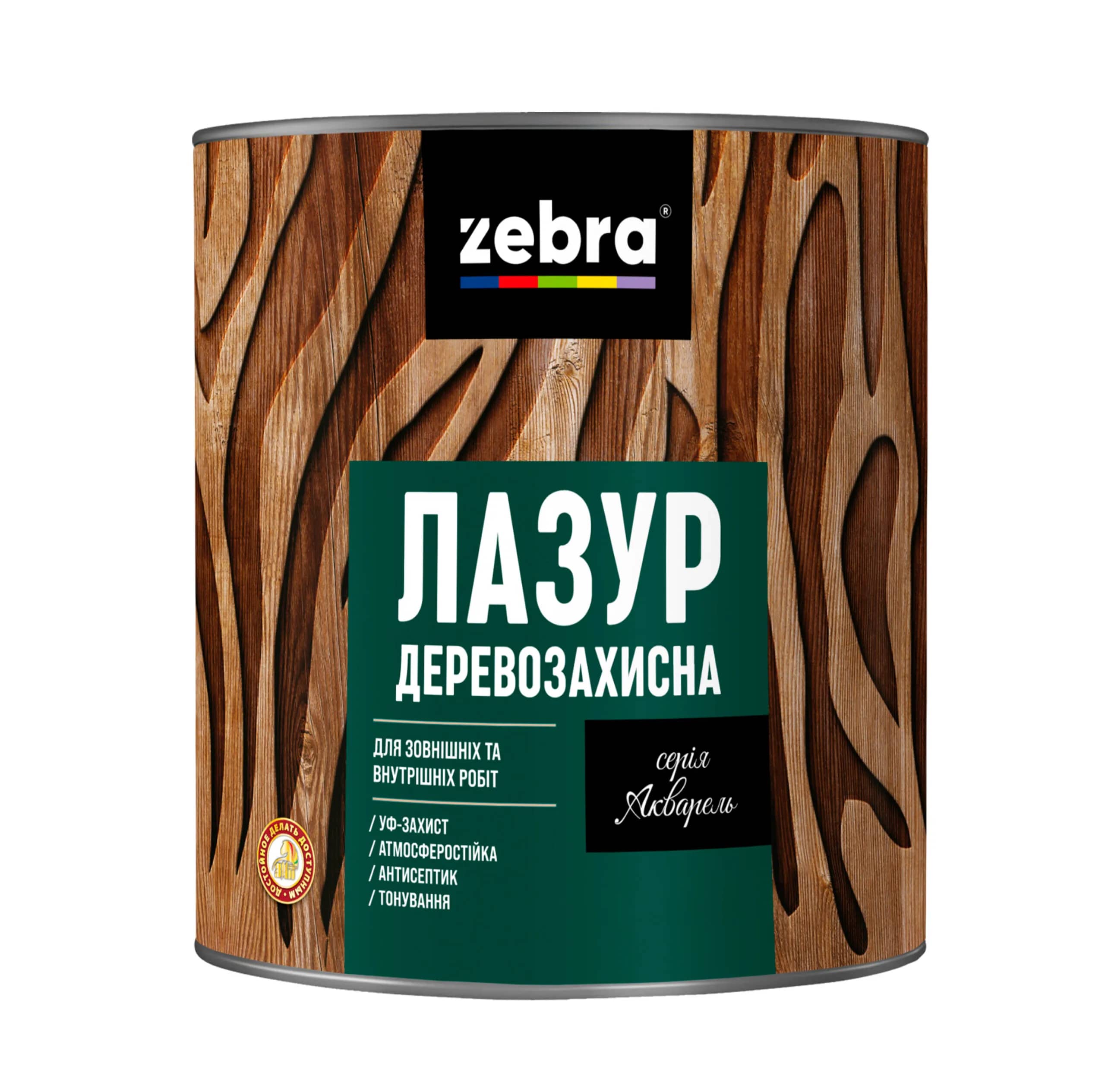 ЛАЗУР деревозахисна ZEBRA серія Акварель - 2,1 л, Палiсандр - 707777811