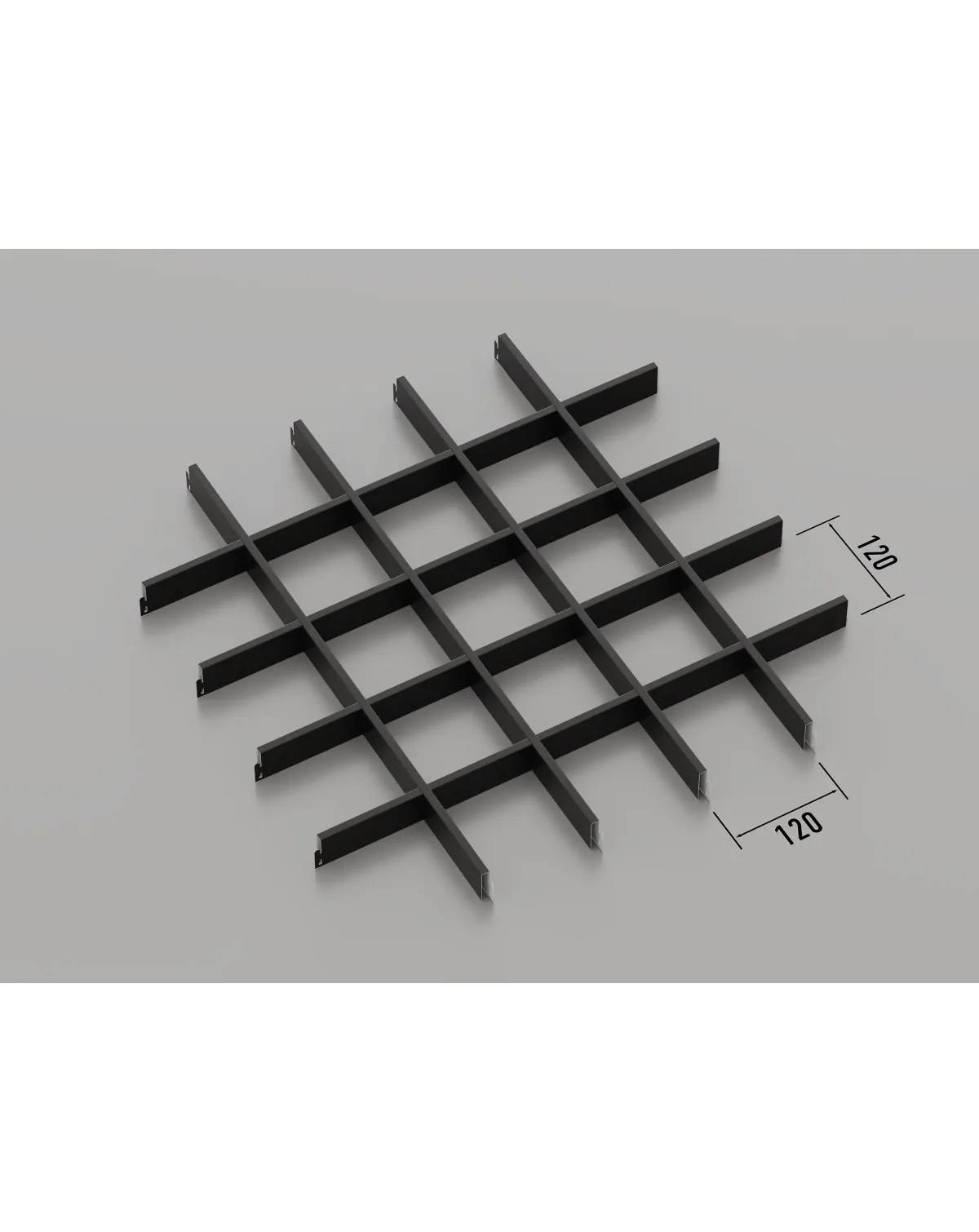 Подвесной потолок Грильято 120x120 мм (RAL 9005 - чёрный) - 225089