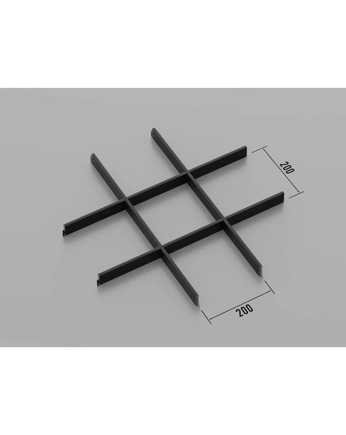 Подвесной потолок Грильято 200x200 мм (RAL 9005 - чёрный) - 225139