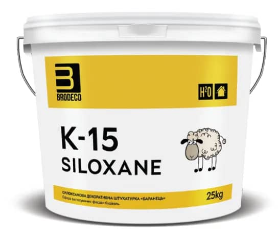 Декоративна штукатурка Brodeco Siloxane K-15 білий баранець 1.5 мм 25 кг (487730254) - 226046