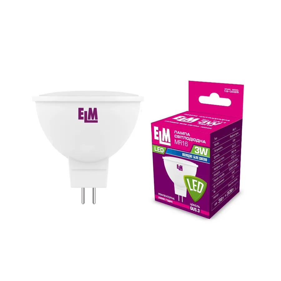 Лампа світлодіодна ELM MR16 3W PA11 GU5.3 4000K (18-0025) - 227063
