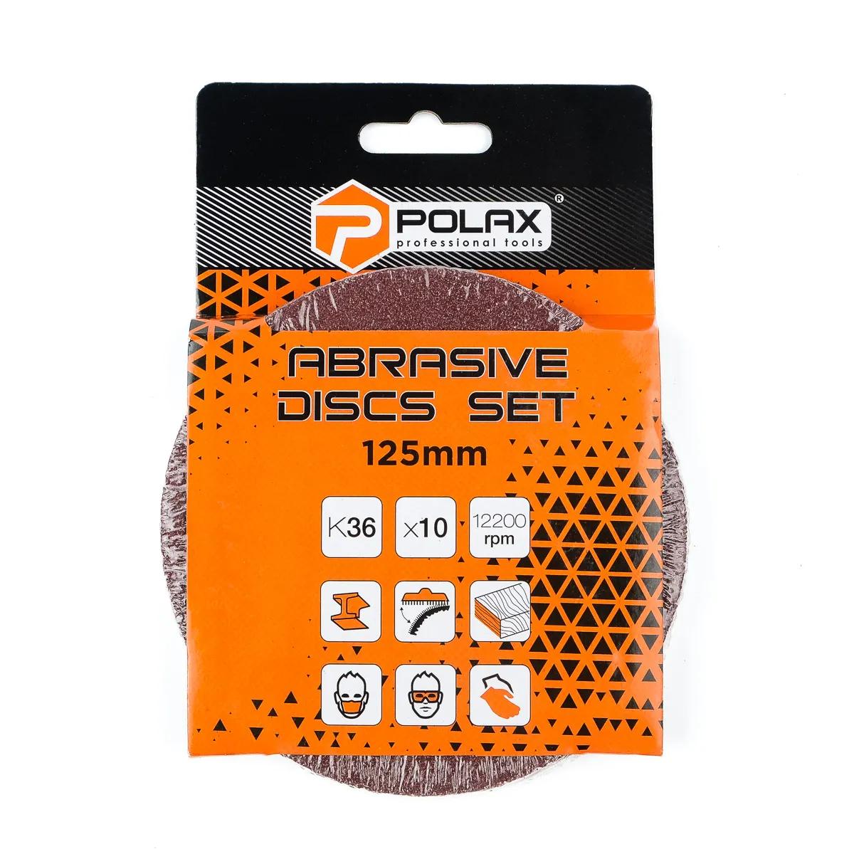 Шлифовальный круг К36 Polax на липучке 125 мм, 10 шт (54-046) - 236369