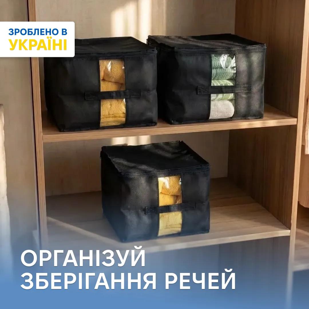 Набір із 3 сумок ORGANIZE для зберігання білизни й текстилю, 35×35×25 см (чорний) - 236755